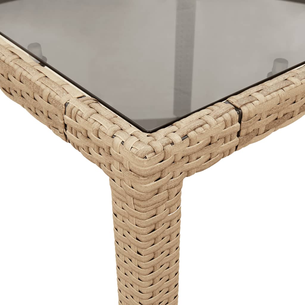Mesa De Jardín Superficie De Vidrio Ratán Pe 90X90X75 Cm