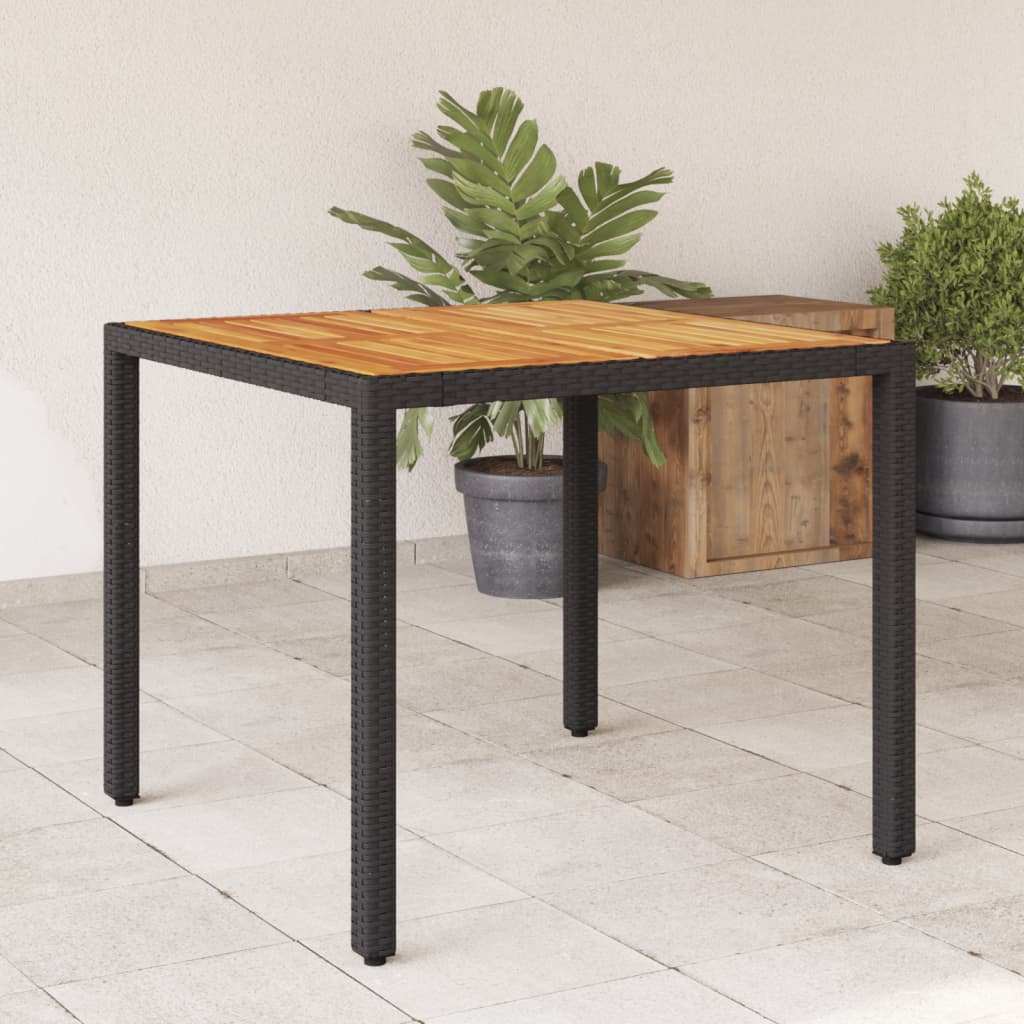 Mesa De Jardín De Ratán Pe Y Madera Acacia