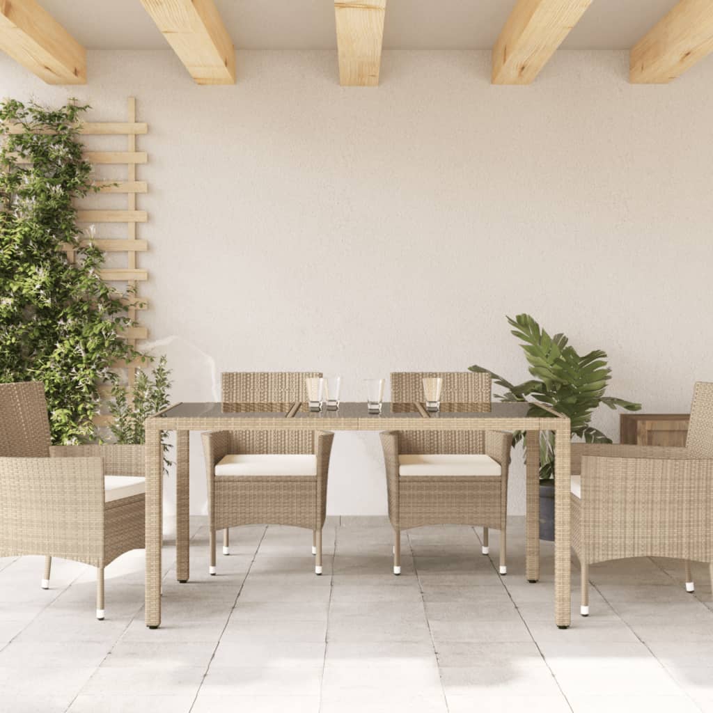 Mesa De Jardín Superficie De Vidrio Ratán Pe 150X90X75 Cm
