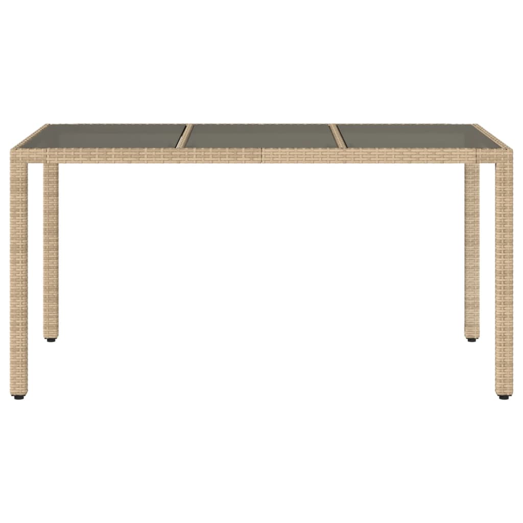 Mesa De Jardín Superficie De Vidrio Ratán Pe 150X90X75 Cm