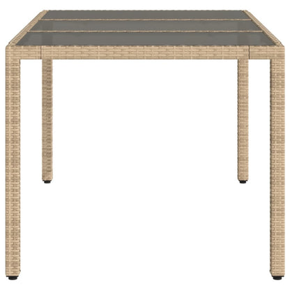 Mesa De Jardín Superficie De Vidrio Ratán Pe 150X90X75 Cm