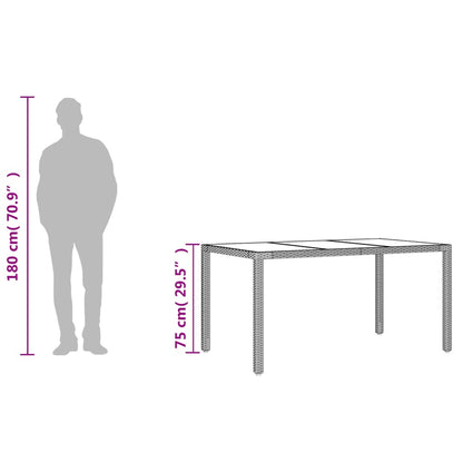 Mesa De Jardín Superficie De Vidrio Ratán Pe 150X90X75 Cm