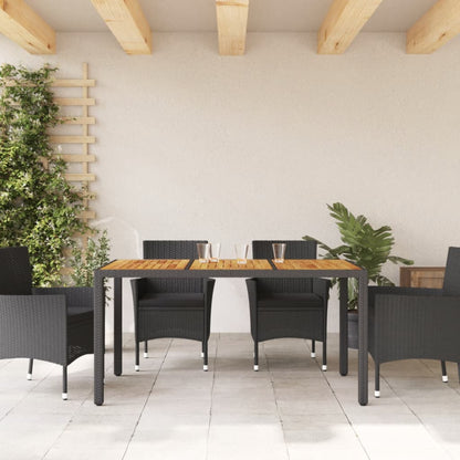 Mesa De Jardín Superficie Madera Acacia Ratán 150X90X75Cm