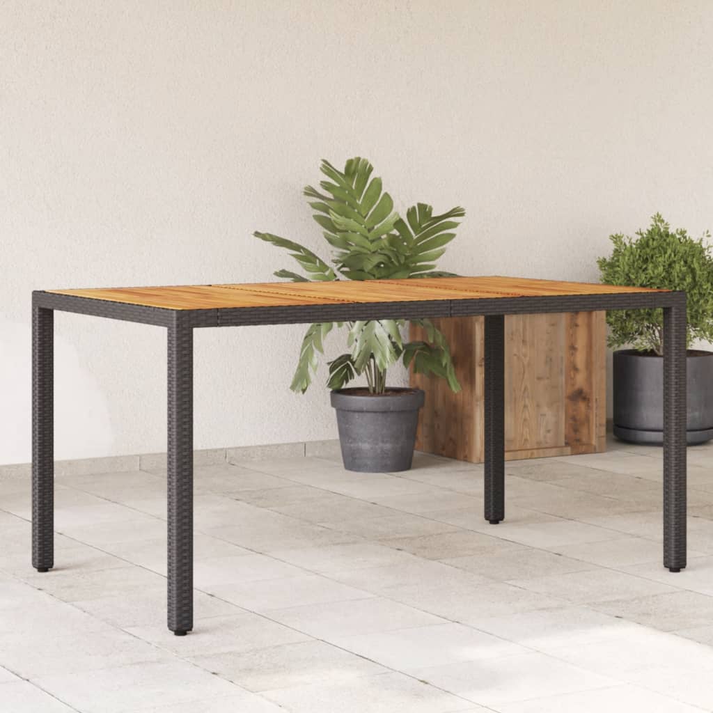 Mesa De Jardín Superficie Madera Acacia Ratán 150X90X75Cm