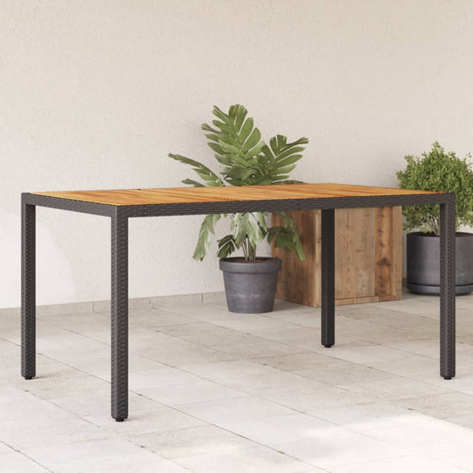 Mesa De Jardín Superficie Madera Acacia Ratán 150X90X75Cm