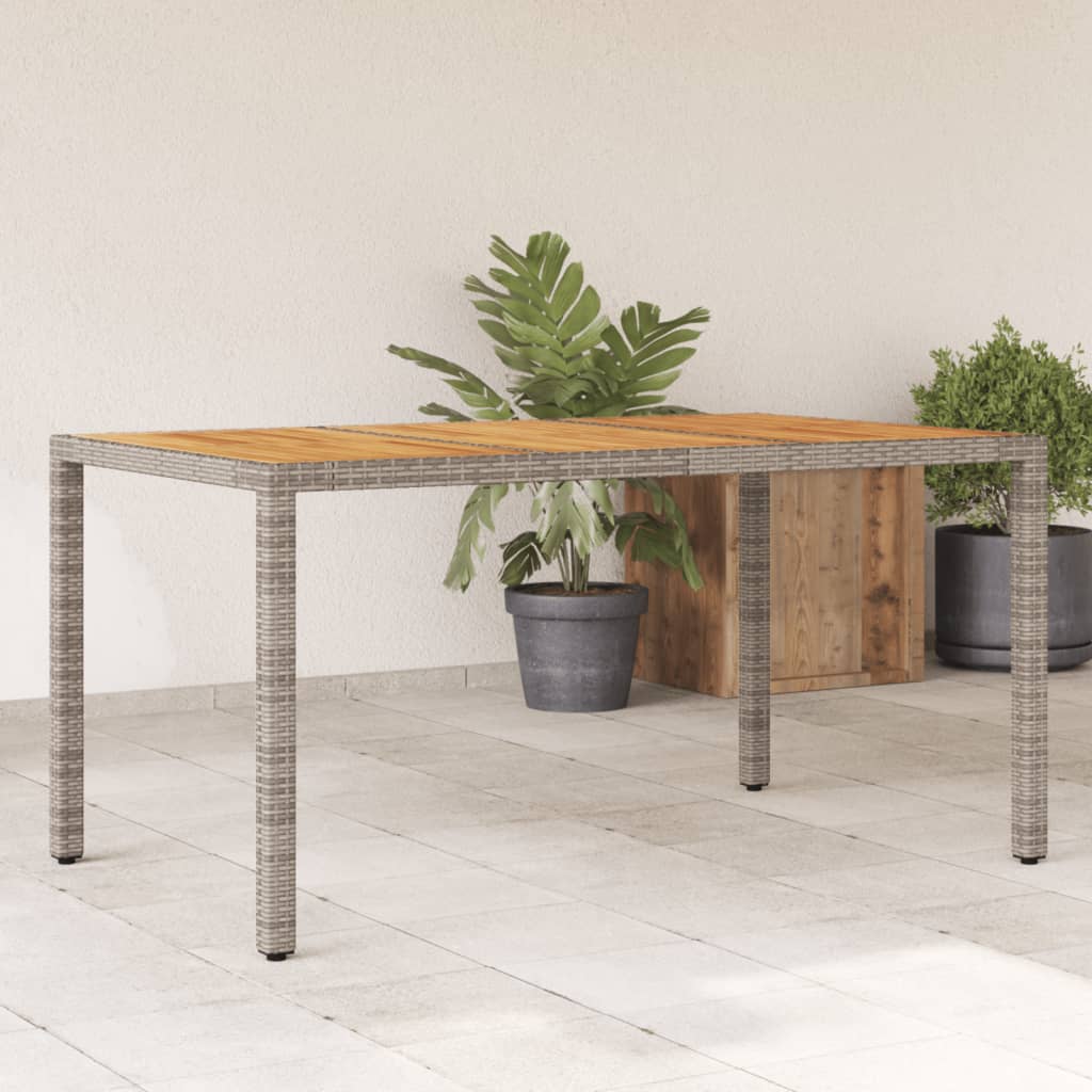 Mesa De Jardín Superficie Madera Acacia Ratán 150X90X75Cm