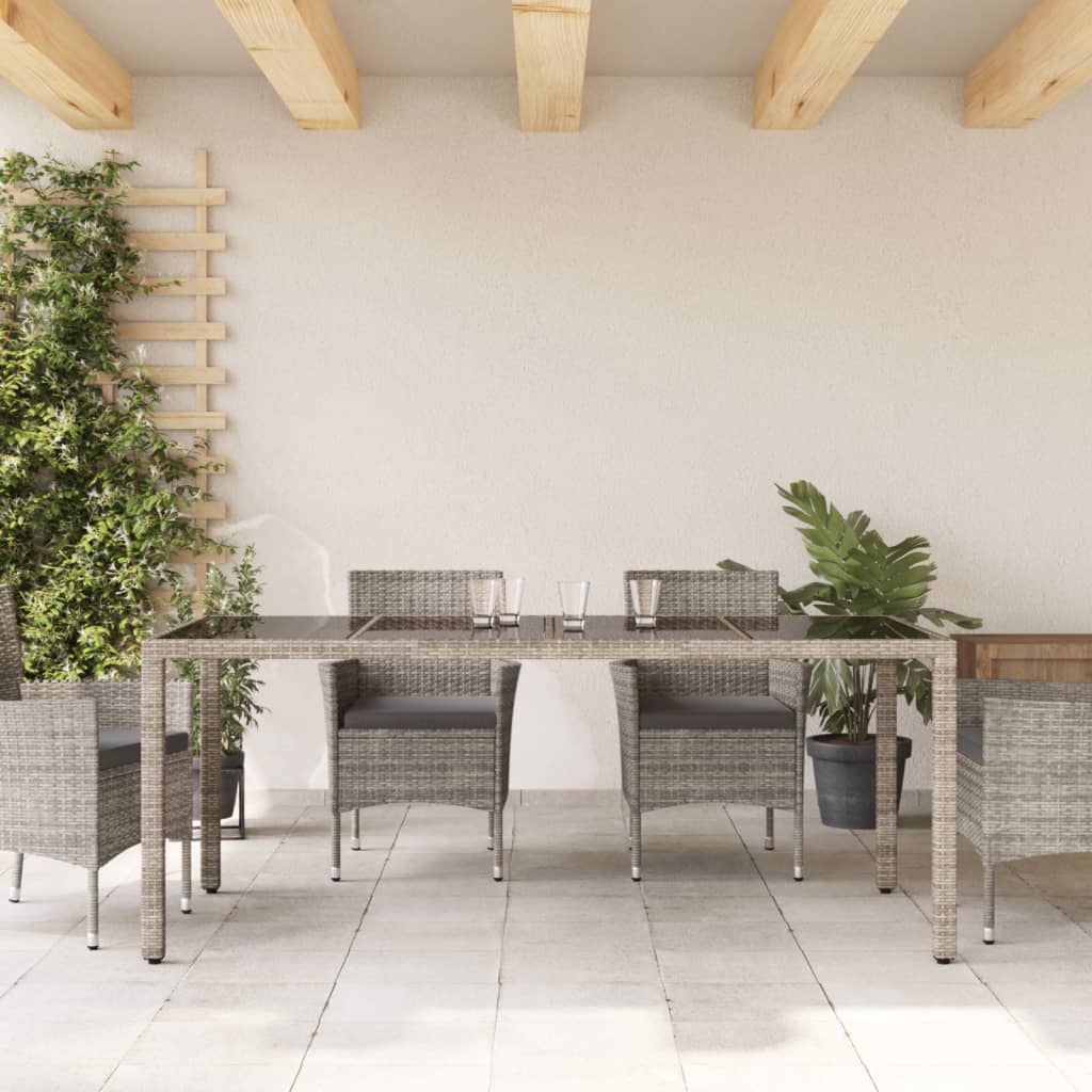 Mesa De Jardín Superficie De Vidrio Ratán Pe 190X90X75 Cm