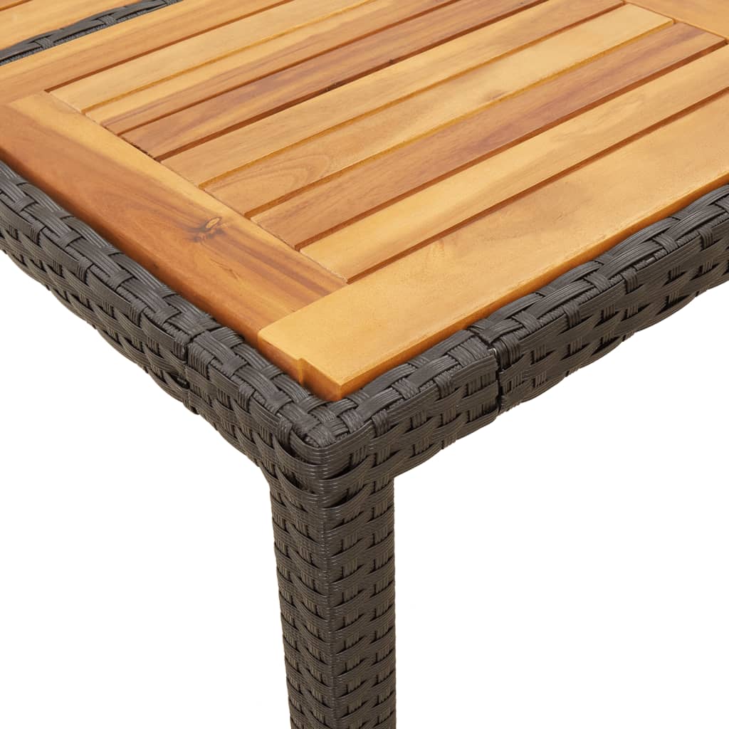 Mesa De Jardín Superficie Madera Acacia Ratán 190X90X75Cm