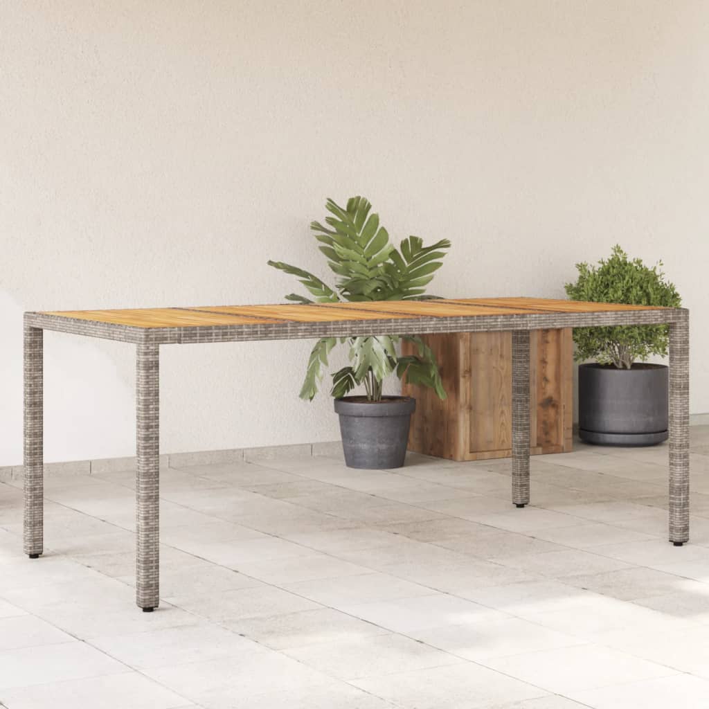 Mesa De Jardín Superficie Madera Acacia Ratán 190X90X75Cm