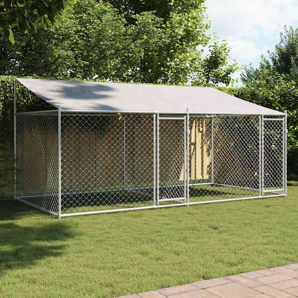 Jaula Para Perro Con Techo Plateado 200 X 200 X 258 Cm
