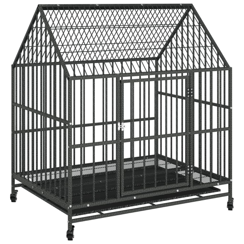 Jaula Para Perros Con Ruedas Acero Galvanizado Negro