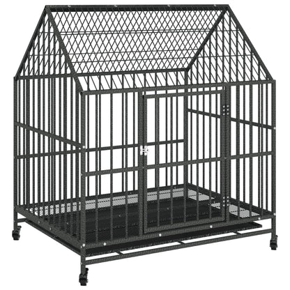 Jaula Para Perros Con Ruedas Acero Galvanizado Negro