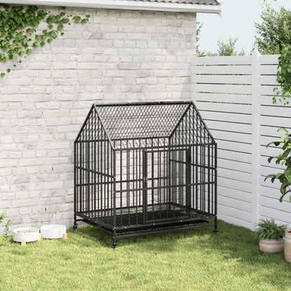 Jaula Para Perros Con Ruedas Acero Galvanizado Negro