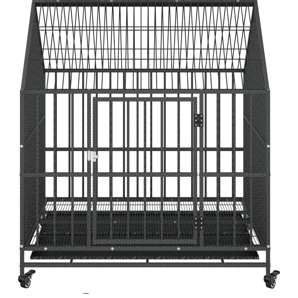 Jaula Para Perros Con Ruedas Acero Galvanizado Negro