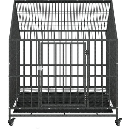 Jaula Para Perros Con Ruedas Acero Galvanizado Negro