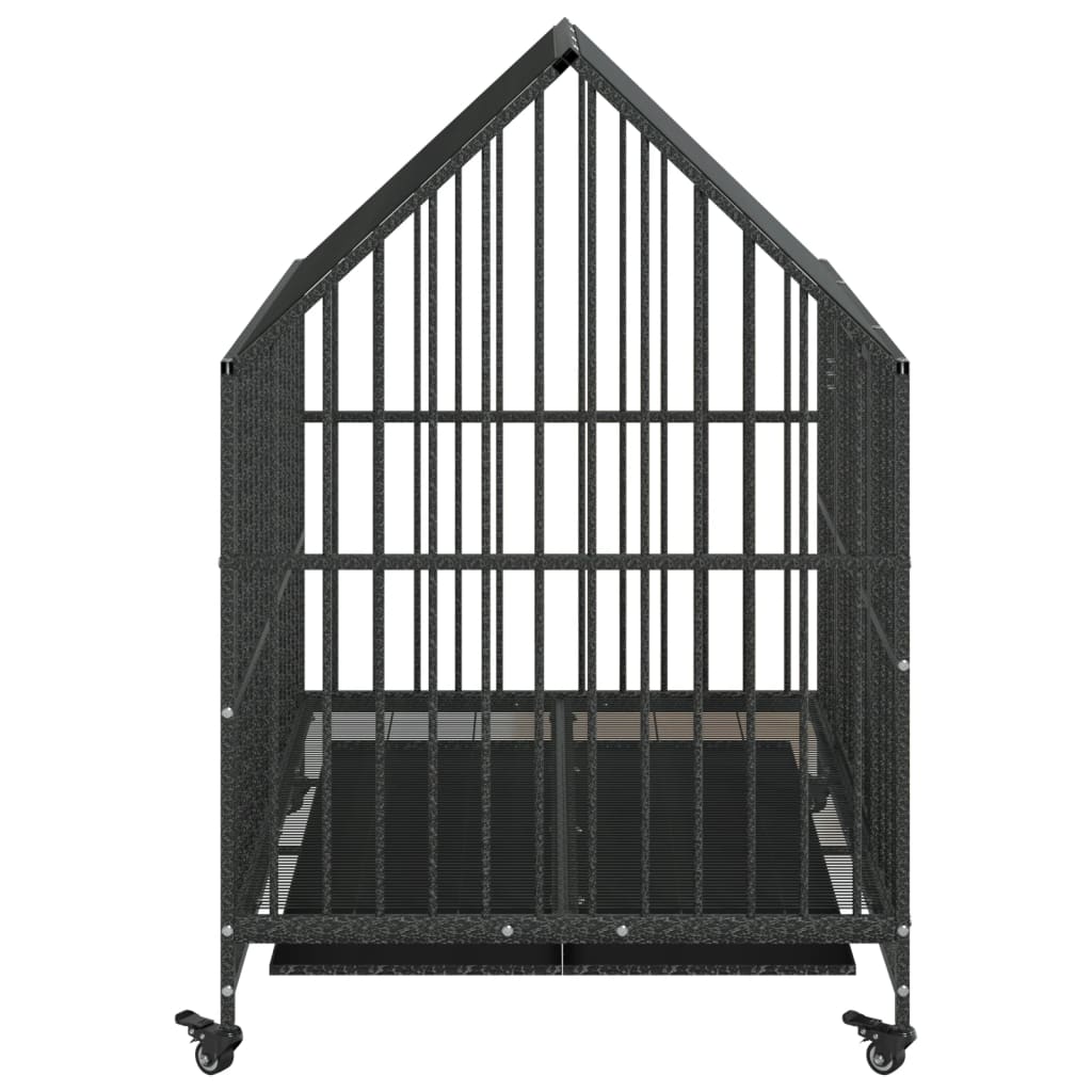 Jaula Para Perros Con Ruedas Acero Galvanizado Negro
