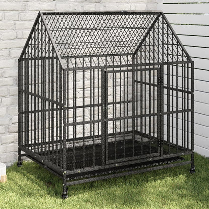 Jaula Para Perros Con Ruedas Acero Galvanizado Negro