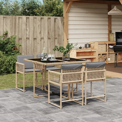 Set De Comedor De Jardín 9 Pzas Y Cojines Ratán Sintético Negro