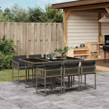 Set De Comedor De Jardín 9 Pzas Y Cojines Ratán Sintético Negro