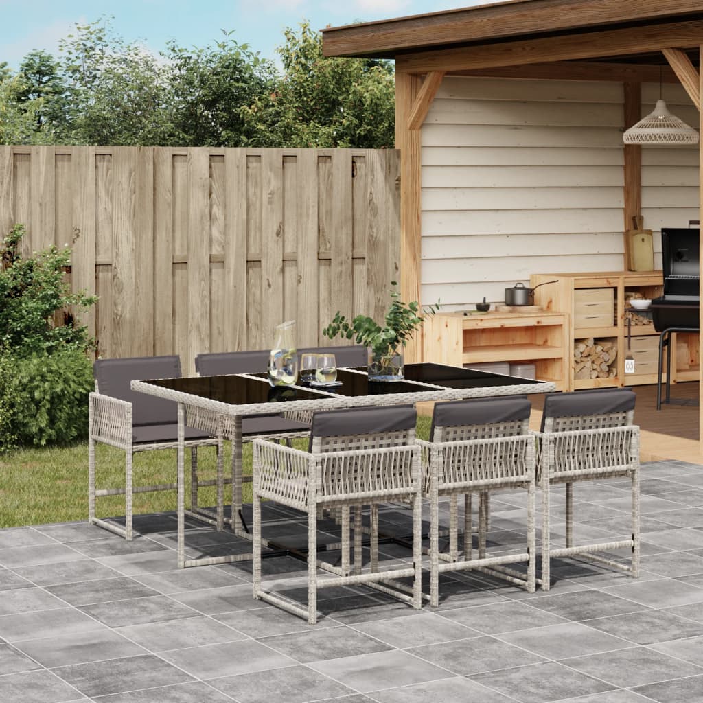 Set De Comedor De Jardín 9 Pzas Y Cojines Ratán Sintético Negro
