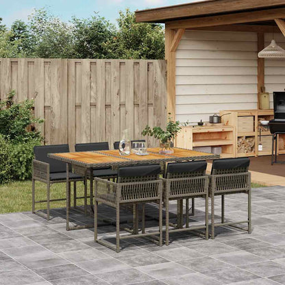 Set De Comedor De Jardín 9 Pzas Y Cojines Ratán Sintético Negro