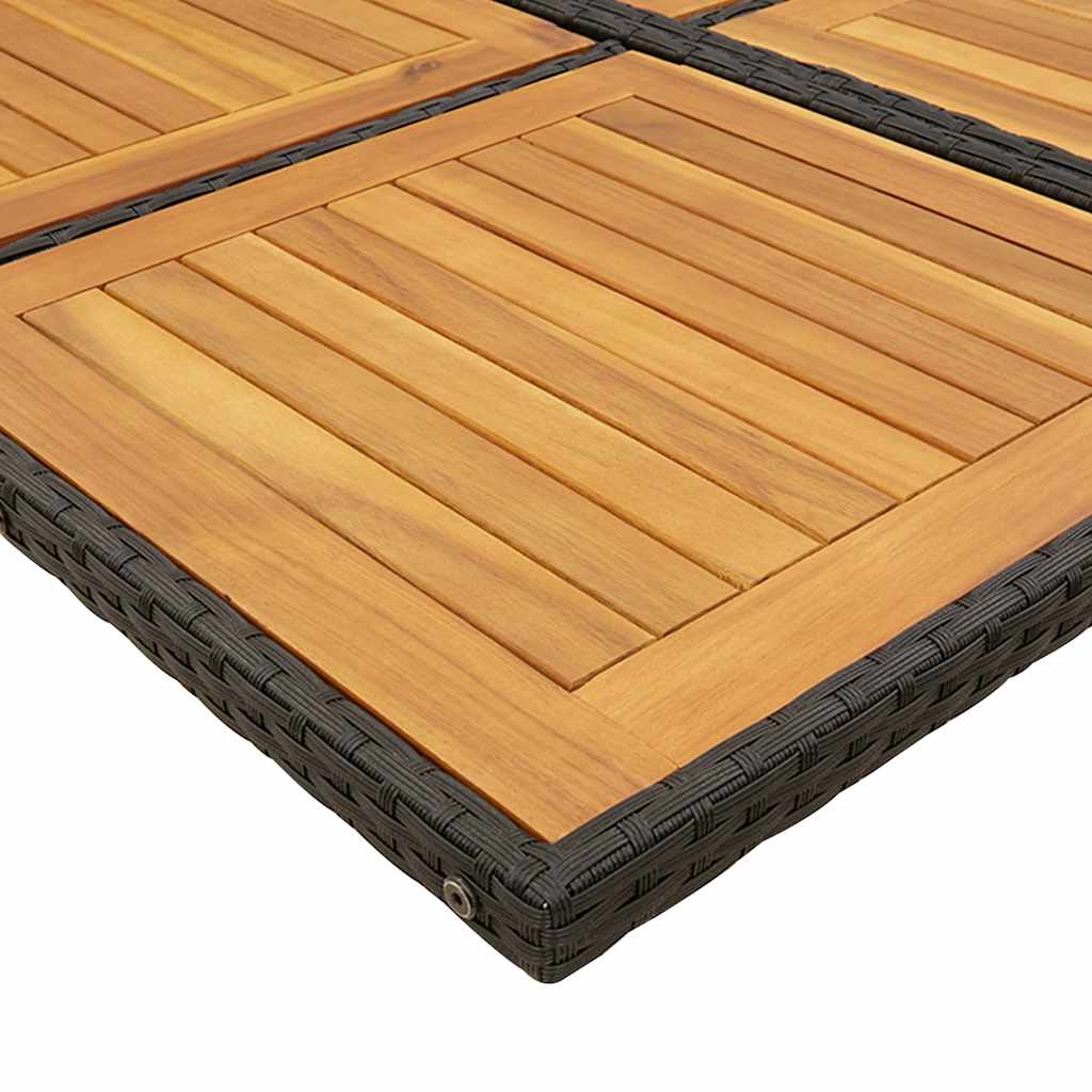 Set De Comedor De Jardín 9 Pzas Y Cojines Ratán Sintético Negro