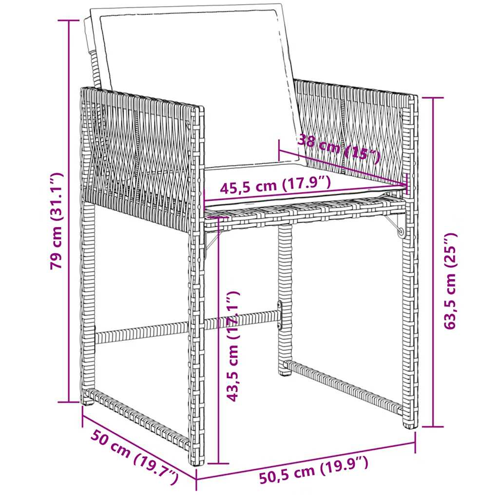 Set De Comedor De Jardín 9 Pzas Y Cojines Ratán Sintético Negro