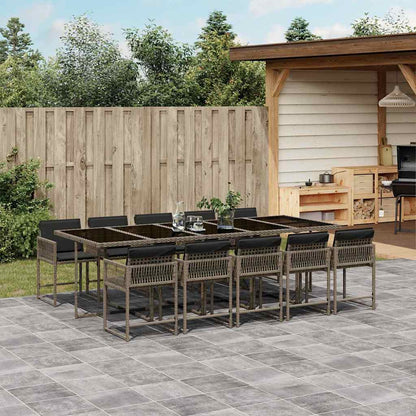 Set De Comedor De Jardín 9 Pzas Y Cojines Ratán Sintético Negro