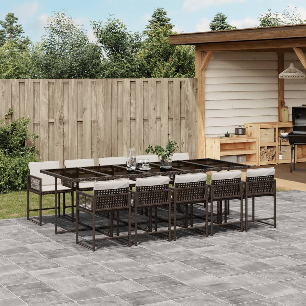 Set De Comedor De Jardín 9 Pzas Y Cojines Ratán Sintético Negro