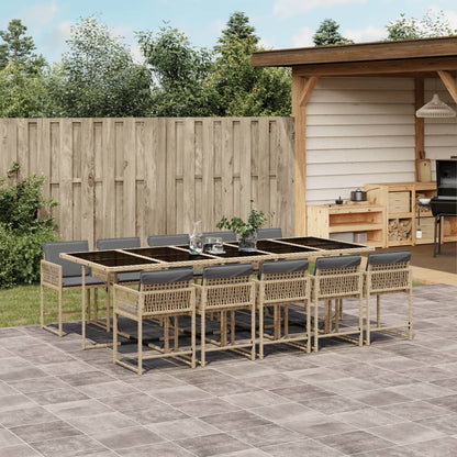 Set De Comedor De Jardín 9 Pzas Y Cojines Ratán Sintético Negro
