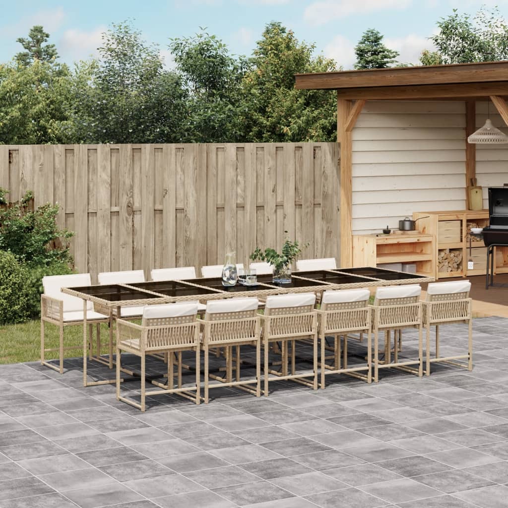Set De Comedor De Jardín 9 Pzas Y Cojines Ratán Sintético Negro