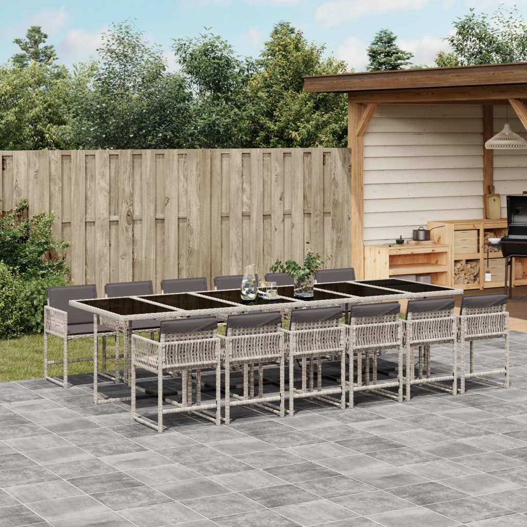 Set De Comedor De Jardín 9 Pzas Y Cojines Ratán Sintético Negro