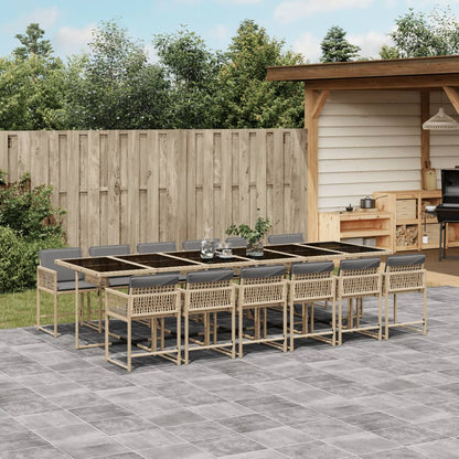 Set De Comedor De Jardín 9 Pzas Y Cojines Ratán Sintético Negro