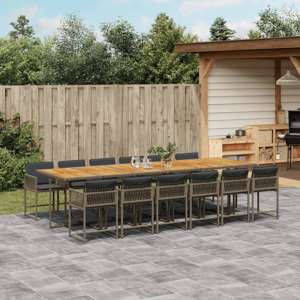 Set De Comedor De Jardín 9 Pzas Y Cojines Ratán Sintético Negro