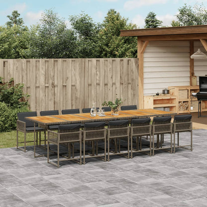 Set De Comedor De Jardín 9 Pzas Y Cojines Ratán Sintético Negro