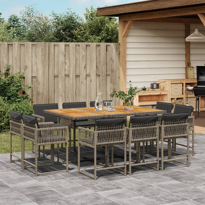 Set Comedor De Jardín Con Cojines 15 Pzas Ratán Sintético Negro