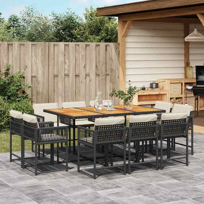 Set Comedor De Jardín Con Cojines 15 Pzas Ratán Sintético Negro