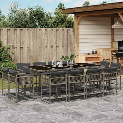 Set Comedor De Jardín Con Cojines 15 Pzas Ratán Sintético Negro