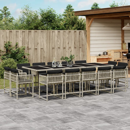 Set Comedor De Jardín Con Cojines 15 Pzas Ratán Sintético Negro