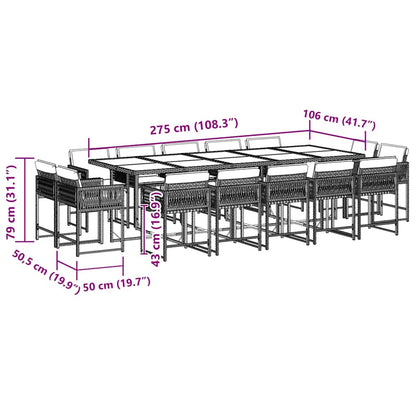 Set Comedor De Jardín Con Cojines 15 Pzas Ratán Sintético Negro