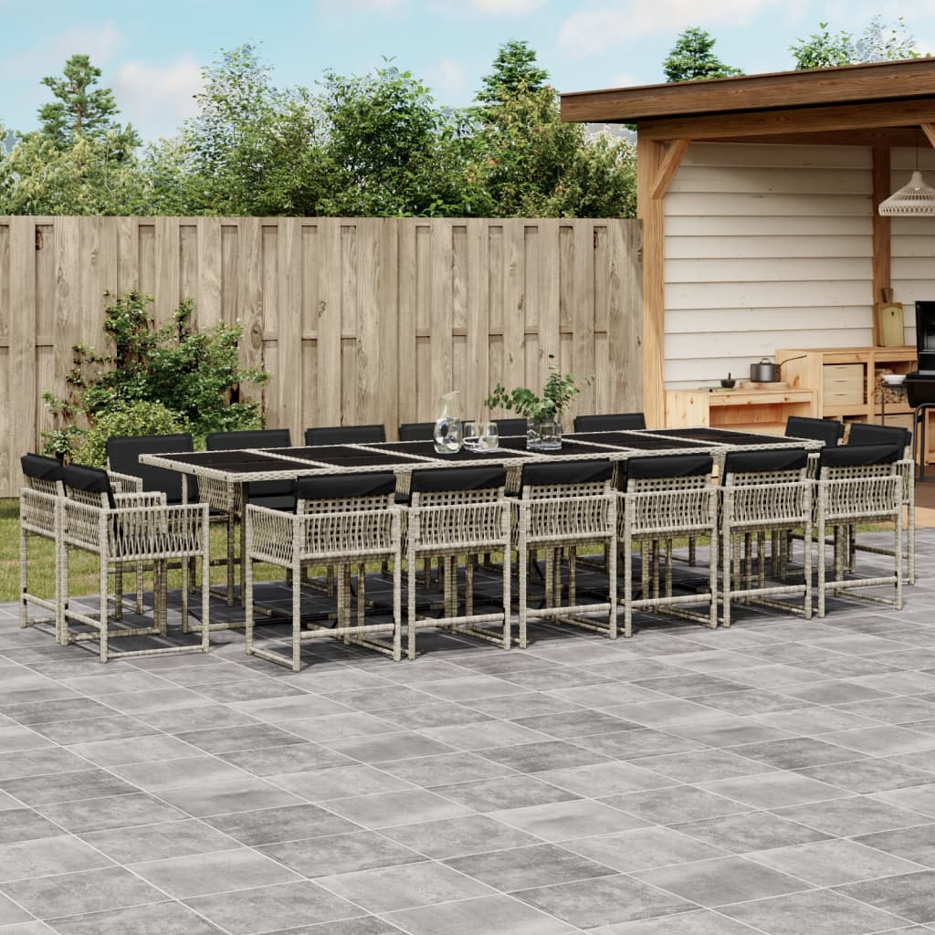 Set Comedor De Jardín Con Cojines 15 Pzas Ratán Sintético Negro