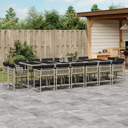 Set Comedor De Jardín Con Cojines 15 Pzas Ratán Sintético Negro