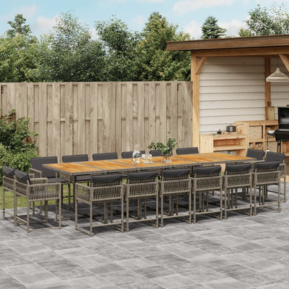 Set Comedor De Jardín Con Cojines 15 Pzas Ratán Sintético Negro