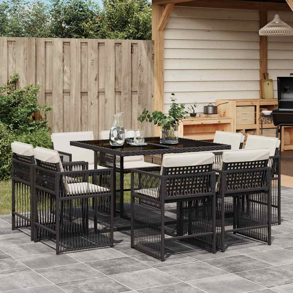 Set Comedor De Jardín 17 Pzas Y Cojines Ratán Sintético
