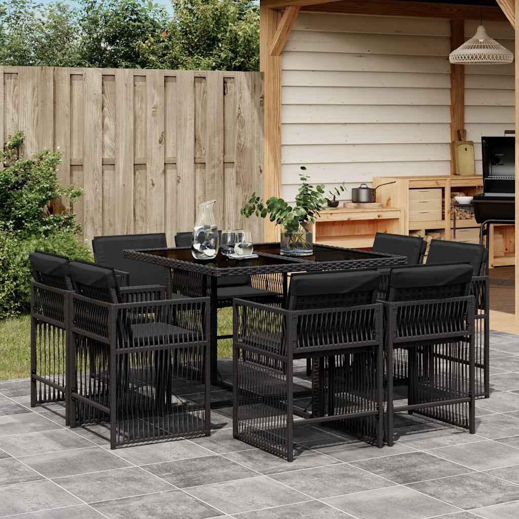Set Comedor De Jardín 17 Pzas Y Cojines Ratán Sintético