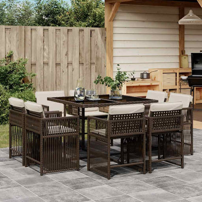 Set Comedor De Jardín 17 Pzas Y Cojines Ratán Sintético
