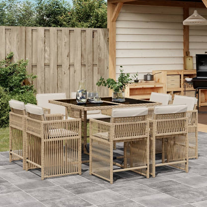 Set Comedor De Jardín 17 Pzas Y Cojines Ratán Sintético