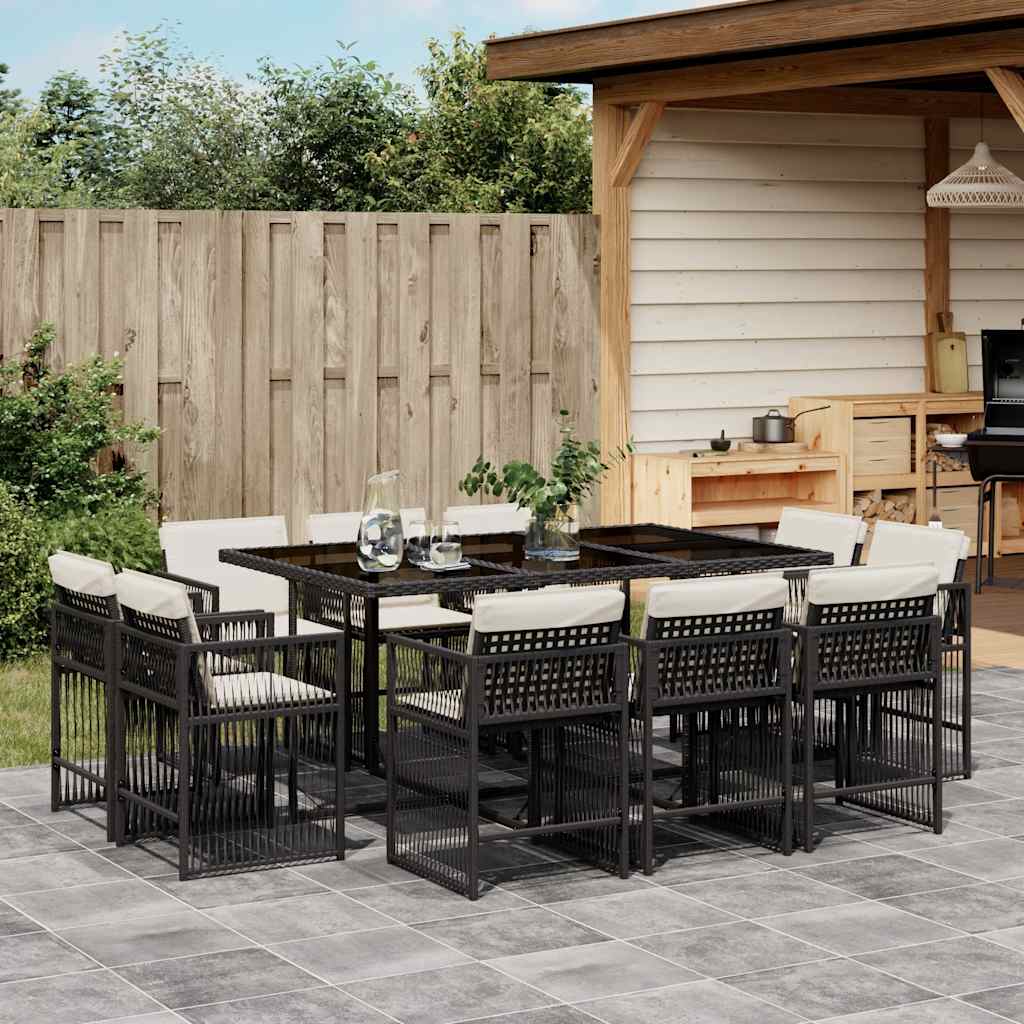 Set Comedor De Jardín 17 Pzas Y Cojines Ratán Sintético