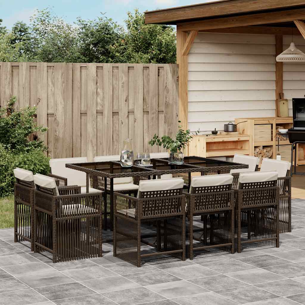 Set Comedor De Jardín 17 Pzas Y Cojines Ratán Sintético