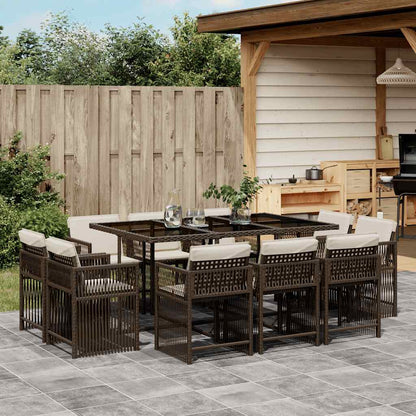 Set Comedor De Jardín 17 Pzas Y Cojines Ratán Sintético
